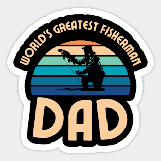 "World's Greatest Fisherman Dad" T-Shirt with Sunset Design Sticker